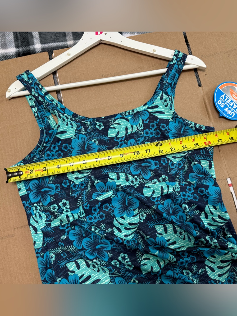 NWT COLUMBIA BLUE FLORAL SLEEVELESS OMNI-Shade UPF50 Dress Resortwear Beach - Picture 7 of 8